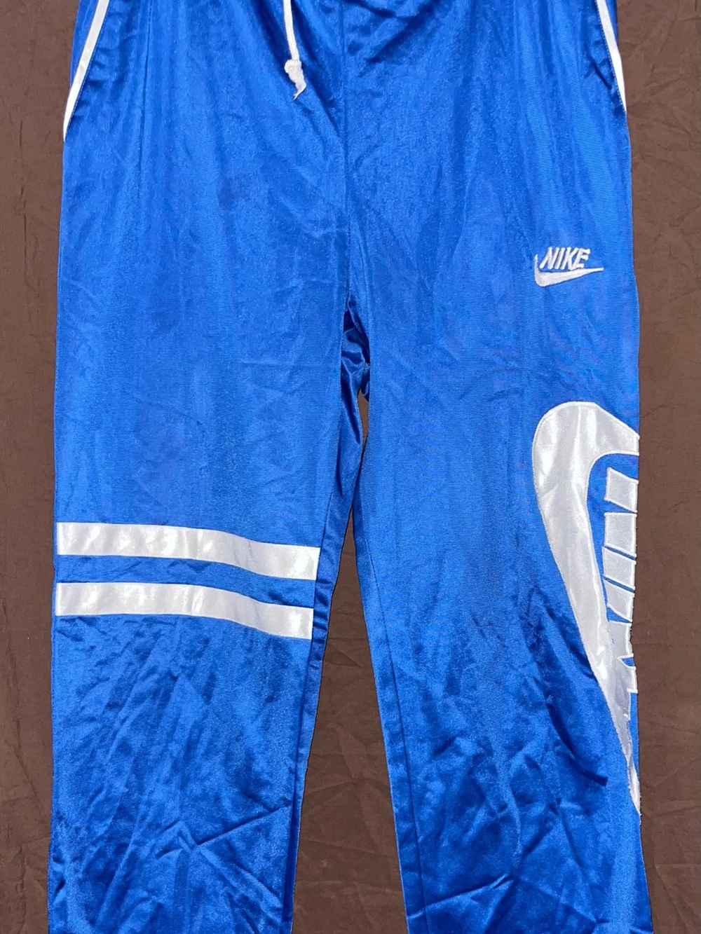 Vintage Nike Royal Blue Joggers with Silver Swoosh & Stripe Accents